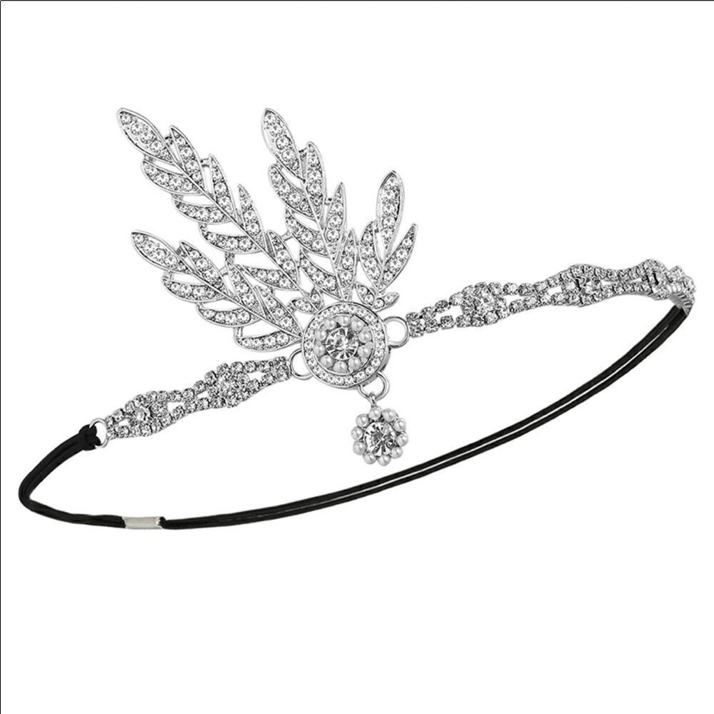 ✨ NWT Art Deco 1920’s Gatsby Flapper Crystal Rhinestone & Pearl, Silver …